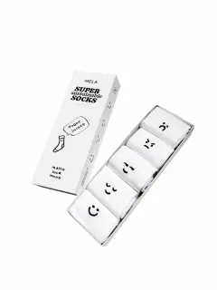 5-er-Pack gerippte Socken Smiley mood weiß