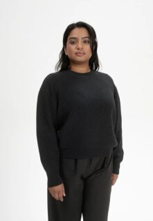 Damen Rippstrick-Pullover ADAH schwarz