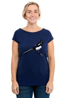 Frauenshirt Kenia Fair Trade Raglan Elster medieval blue