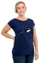 Frauenshirt Kenia Fair Trade Raglan Elster medieval blue