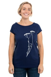 Frauenshirt Kenia Fair Trade Raglan Schafgarbe medieval blue M
