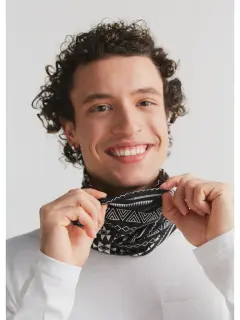 Loop-Schal Bio-Jersey schwarz-weiß-geometrisch