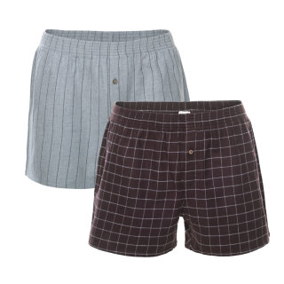 2er Pack Flannel-Boxershorts Boris zinfandel-grey