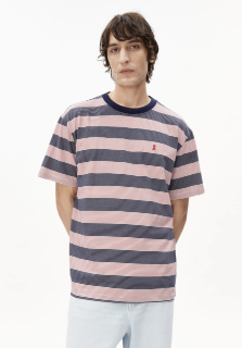 T-Shirt Maarkos Multi Stripes tinted navy-oatmilk