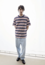 T-Shirt Maarkos Multi Stripes tinted navy-oatmilk