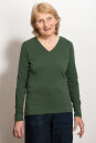 Damen V-Neck Langarmshirt tannennadel