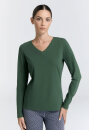 Damen V-Neck Langarmshirt tannennadel
