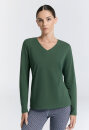 Damen V-Neck Langarmshirt tannennadel