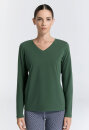 Damen V-Neck Langarmshirt tannennadel