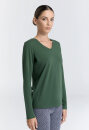 Damen V-Neck Langarmshirt tannennadel