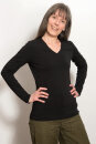 Damen V-Neck Langarmshirt schwarz