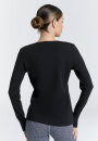 Damen V-Neck Langarmshirt schwarz