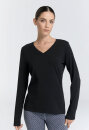 Damen V-Neck Langarmshirt schwarz