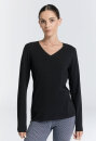 Damen V-Neck Langarmshirt schwarz