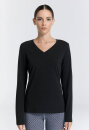 Damen V-Neck Langarmshirt schwarz