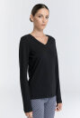Damen V-Neck Langarmshirt schwarz