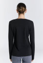 Damen V-Neck Langarmshirt schwarz