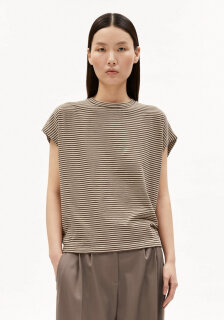 Gestreiftes T-Shirt aus Slub Jersey sand stone-dried palm