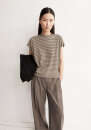 Gestreiftes T-Shirt aus Slub Jersey sand stone-dried palm