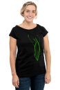 Frauenshirt Kenia Fair Trade Raglan Spitzwegerich schwarz