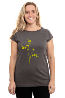 Frauenshirt Kenia Fair Trade Raglan Schöllkraut dunkelgrau