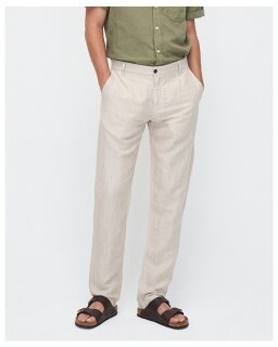 Leinen Chino Darren solid oatmeal