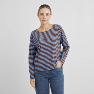 Longsleeve Humledal Stripes cappuccino brown-cornflower blue