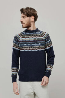 Strickpullover Armando recycelte Wolle blue mora